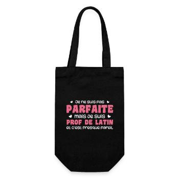 Ich bin nicht perfekt, aber ein Lateinlehrer - Geschenkbeutel für Flaschen - Schwarz - Vorne