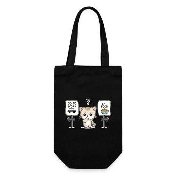 Cat's Dilemma: Work or Meal - Gift Bag for Bottles - black - Front