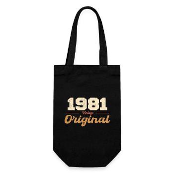 1981 Vintage Anniversary Retro Gift 1981 - Gift Bag for Bottles - black - Front