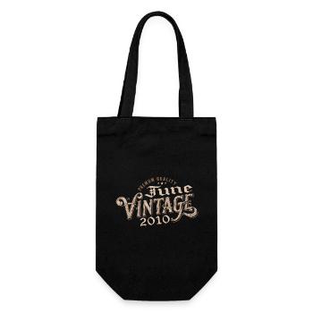 June 2010 Vintage 14th Anniversary Gift 2010 - Gift Bag for Bottles - black - Front