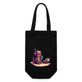 Petit robot mignon avec une bouteille d’eau et des collations 2 - Sac à bouteille - noir - Devant