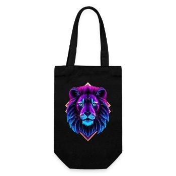 Neon-Löwe - Geschenkbeutel für Flaschen - Schwarz - Vorne