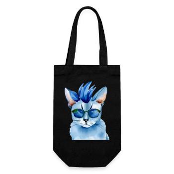 Really cool punk rock cat cat shirt gift - Gift Bag for Bottles - black - Front