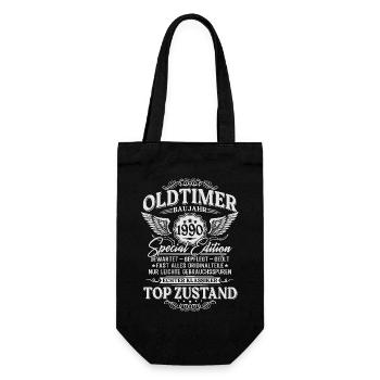 Oldtimer Baujahr 1990 Jahrgang Geburtstag Geschenk - Geschenkbeutel für Flaschen - Schwarz - Vorne