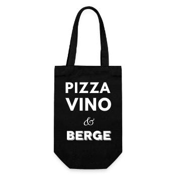 Pizza, Vino & Berge - Geschenkbeutel für Flaschen - Schwarz - Vorne