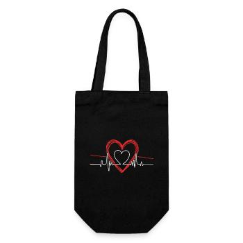 EKG Herzschlag Liebe Kardiogramm Hohles EKG Herz - Geschenkbeutel für Flaschen - Schwarz - Vorne