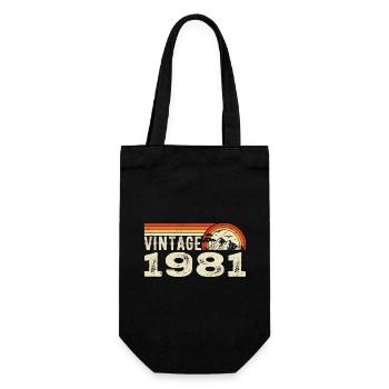 Jahrgang 1981 Retro 1981 Geburtstagsgeschenk - Geschenkbeutel für Flaschen - Schwarz - Vorne