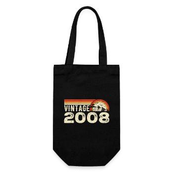 Jahrgang 2008 Geburtstagsgeschenk 2008 Retro 2008 - Geschenkbeutel für Flaschen - Schwarz - Vorne
