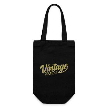 2007 Jahrgang 2007 Retro 2007 Geburtstagsgeschenk - Geschenkbeutel für Flaschen - Schwarz - Vorne