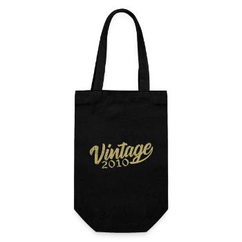 2010 Jahrgang 2010 Retro 2010 Geburtstagsgeschenk - Geschenkbeutel für Flaschen - Schwarz - Vorne