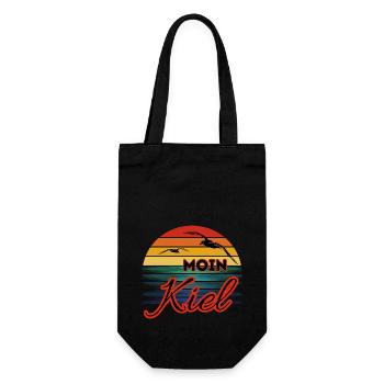 Moin Kiel with seagull in retro style - Gift Bag for Bottles - black - Front