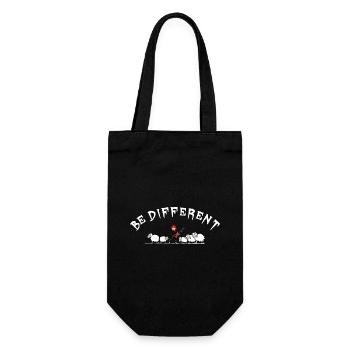 Schaf - sei anders - Hardrockschaf - Geschenkbeutel für Flaschen - Schwarz - Vorne