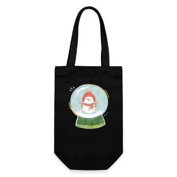 Schneemann in einer Schneekugel - Wintermotiv - Geschenkbeutel für Flaschen - Schwarz - Vorne