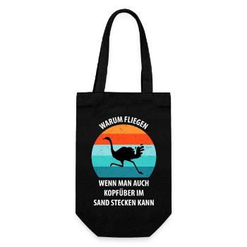 Strauß Ostrich Vogel Strauß Ornithologie - Geschenkbeutel für Flaschen - Schwarz - Vorne