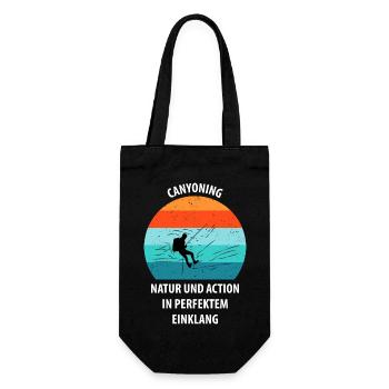 Canyoning Bergsteigen Klettern Wandern Berge - Geschenkbeutel für Flaschen - Schwarz - Vorne