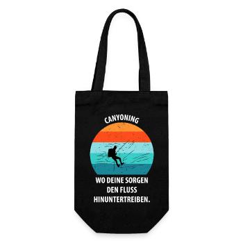 Canyoning Bergsteigen Klettern Wandern Berge - Geschenkbeutel für Flaschen - Schwarz - Vorne