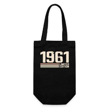 1961 Jahrgang 1961 Geburtstag 1961 Retro 1961 - Geschenkbeutel für Flaschen - Schwarz - Vorne