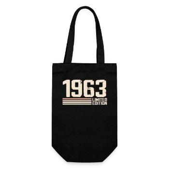 1963 Jahrgang 1963 Geburtstag 1963 Retro 1963 - Geschenkbeutel für Flaschen - Schwarz - Vorne