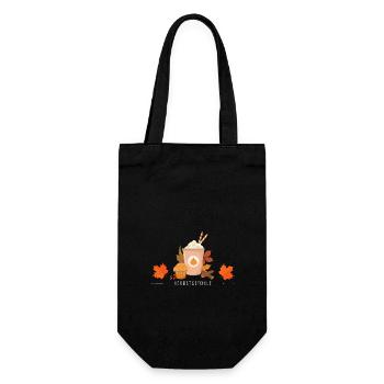 Herbstgefühle - Kaffee, Zimt, Muffin & Blätter - Geschenkbeutel für Flaschen - Schwarz - Vorne