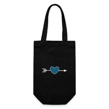 blaues Herz mit Pfeil Valentinstag - Geschenkbeutel für Flaschen - Schwarz - Vorne