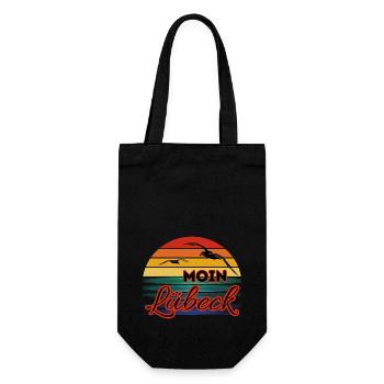 Moin Lübeck avec une mouette dans un style rétro - Sac à bouteille - noir - Devant