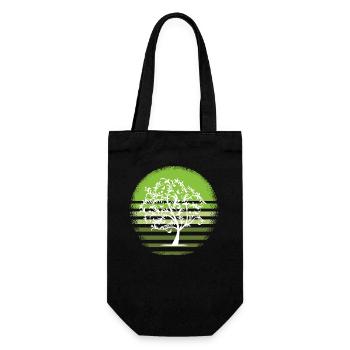 Nature arbre blanc retro feuillus coucher de soleil D - Sac à bouteille - noir - Devant