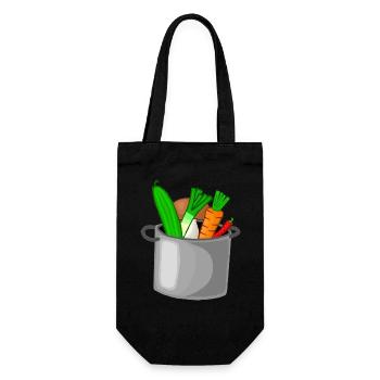 Kochtopf mit Gemüse etc. - Geschenkbeutel für Flaschen - Schwarz - Vorne