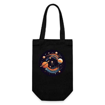 universum Sonnensystem Planeten - Geschenkbeutel für Flaschen - Schwarz - Vorne