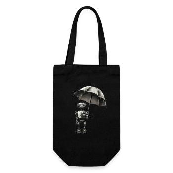 robot in the rain - Geschenkbeutel für Flaschen - Schwarz - Vorne