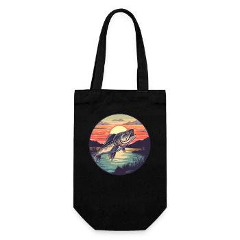 fishing pike-perch at sunset - Gift Bag for Bottles - black - Front