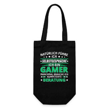 Ich führe Selbstgespräche - Gamer Edition - Geschenkbeutel für Flaschen - Schwarz - Vorne