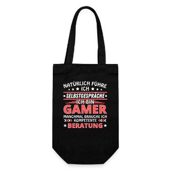 Ich führe Selbstgespräche - Gamer Edition - Geschenkbeutel für Flaschen - Schwarz - Vorne