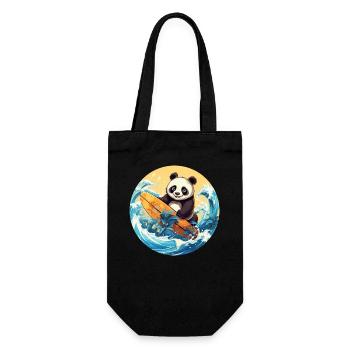 Surfing panda at sunset - Gift Bag for Bottles - black - Front