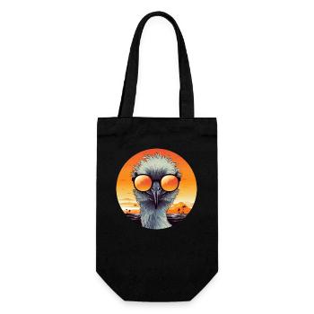 Oiseau frais au coucher du soleil: émeu / autruche avec - Sac à bouteille - noir - Devant