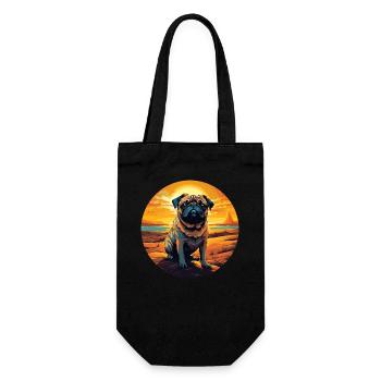 Pug in the desert at sunset - Gift Bag for Bottles - black - Front
