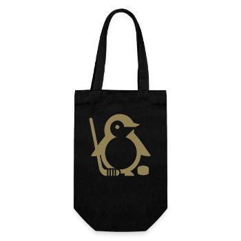 Minimalistischer Pinguin Eishockeyspieler - - Geschenkbeutel für Flaschen - Schwarz - Vorne