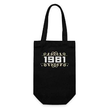 Jahrgang 1981 Retro Geburtstag 1981 Vintage 1981 - Geschenkbeutel für Flaschen - Schwarz - Vorne