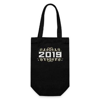 Jahrgang 2019 Retro Geburtstag 2019 Vintage 2019 - Geschenkbeutel für Flaschen - Schwarz - Vorne