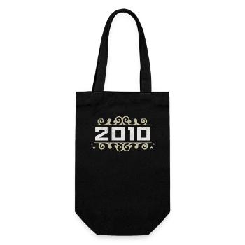 Jahrgang 2010 Retro Geburtstag 2010 Vintage 2010 - Geschenkbeutel für Flaschen - Schwarz - Vorne