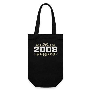 Jahrgang 2008 Retro Geburtstag 2008 Vintage 2008 - Geschenkbeutel für Flaschen - Schwarz - Vorne
