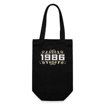 Jahrgang 1986 Retro Geburtstag 1986 Vintage 1986 - Geschenkbeutel für Flaschen - Schwarz - Vorne
