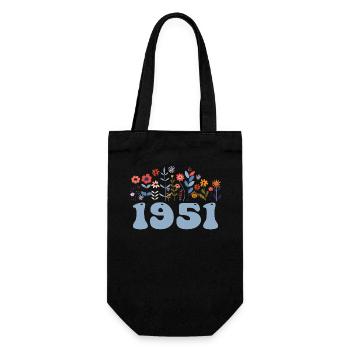 1951 Floral Pattern 1951 Floral Theme Flowers 1951 - Gift Bag for Bottles - black - Front