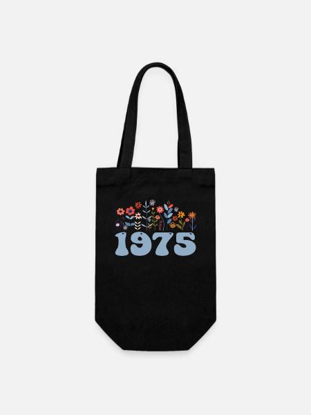 1975 Motif floral 1975 Thème floral 1975 - Sac à bouteille - noir