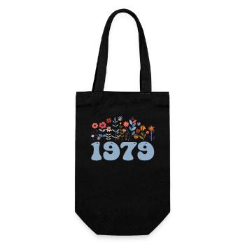 1979 Floral Pattern 1979 Floral Theme Floral 1979 - Gift Bag for Bottles - black - Front