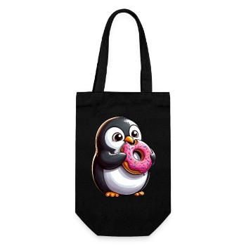 Mignon pingouin beignet dessin animé Crazy Candy - Sac à bouteille - noir - Devant
