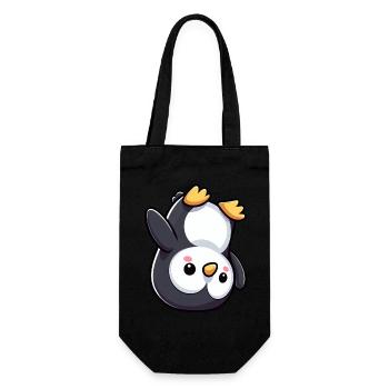 Süßer Pinguin Kopfstand Cartoon Chibi - Geschenkbeutel für Flaschen - Schwarz - Vorne