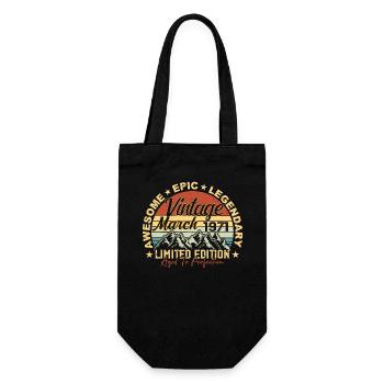 March 1971 Anniversary, Birthday Gift March 1971 - Gift Bag for Bottles - black - Front