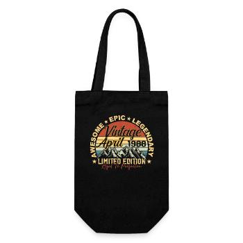 37th Birthday Gift Vintage April 1988 - Gift Bag for Bottles - black - Front