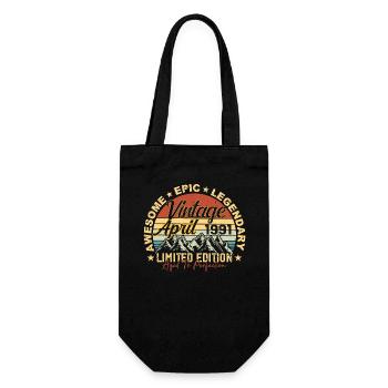 34th Birthday Gift Vintage April 1991 - Gift Bag for Bottles - black - Front