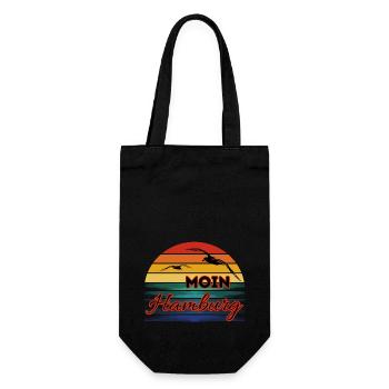 Moin Hamburg with seagull in retro style - Gift Bag for Bottles - black - Front